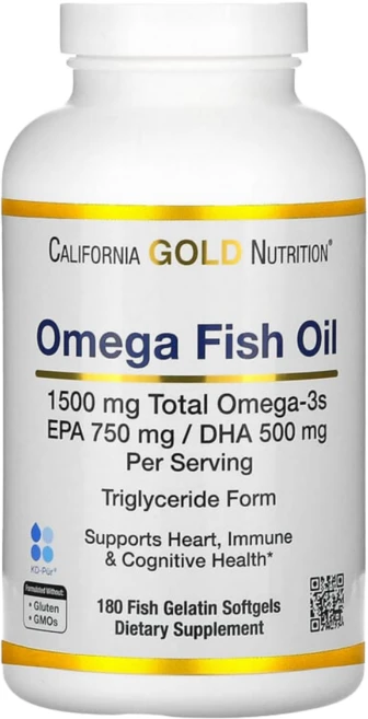 캘리포니아골드뉴트리션 노르웨이 오메가3 피쉬오일 내추럴 레몬맛 180정 DHA EPA, 1개 - 쿠팡