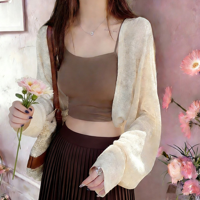 SOSISI 여성 니트 가디건 팔뚝커버 루즈핏 긴팔 볼레로 20342