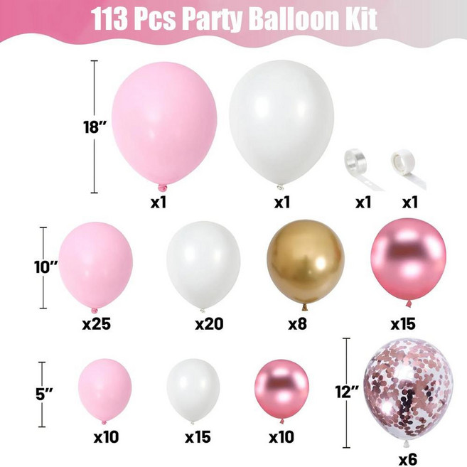 생일 파티 결혼식 발렌타인 데이 장식에 멀티 컬러 라텍스 풍선, 1개, 5. pink white gold / A. 기타