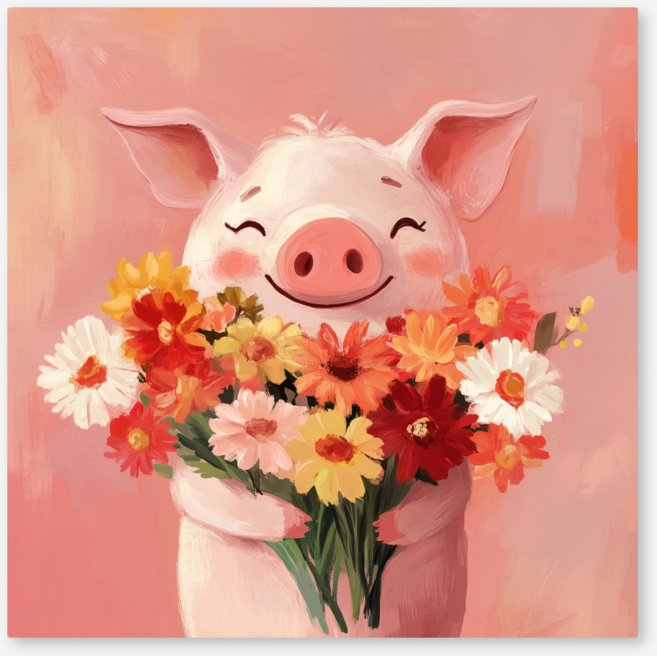 노아갤러리 인테리어 소품 행복 피기 캔버스 예쁜 그림 액자, 행복피기_01