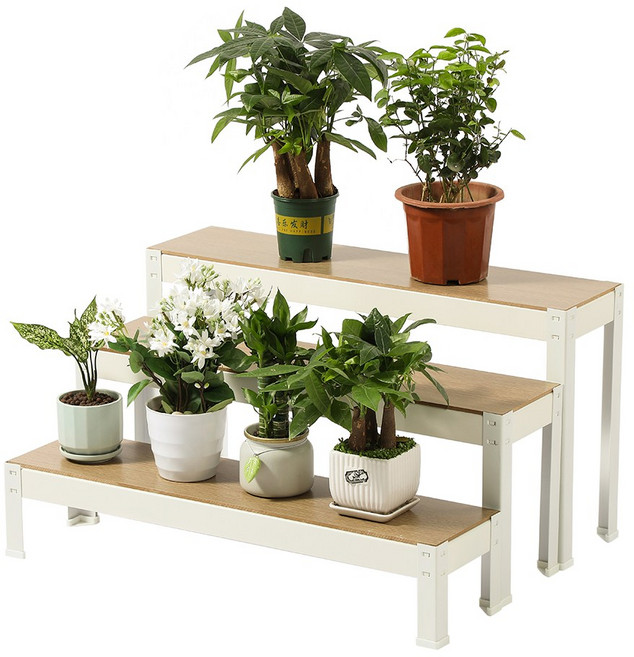 홈치치 화분 선반대 받침대 진열대, 3단, 화이트 800