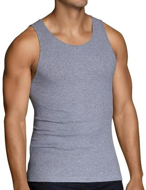 Hanes FreshIQ가 포함된 남성용 ComfortBlend 탱크 5팩 그레이 스몰 회색.