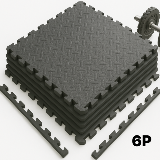 웰리버리 홈짐매트 헬스 운동 장판, 6개, 블랙
