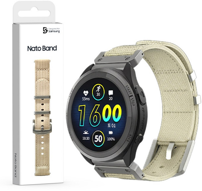 삼성 나토 가민 워치 퀵핏 스트랩 나일론 밴드 ( 스트랩 + 퀵핏 어댑터 세트 ), 1세트, 아이보리
