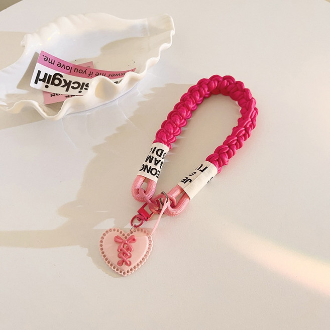 팡팡주머니 휴대폰 스마트폰 손목 스트랩 도난방지 핸드폰 핸드 스트랩 핑크 하트, 1개, 연핑크