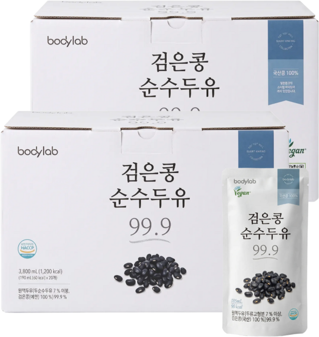 바디랩 검은콩 순수 두유 99.9, 185ml, 40개