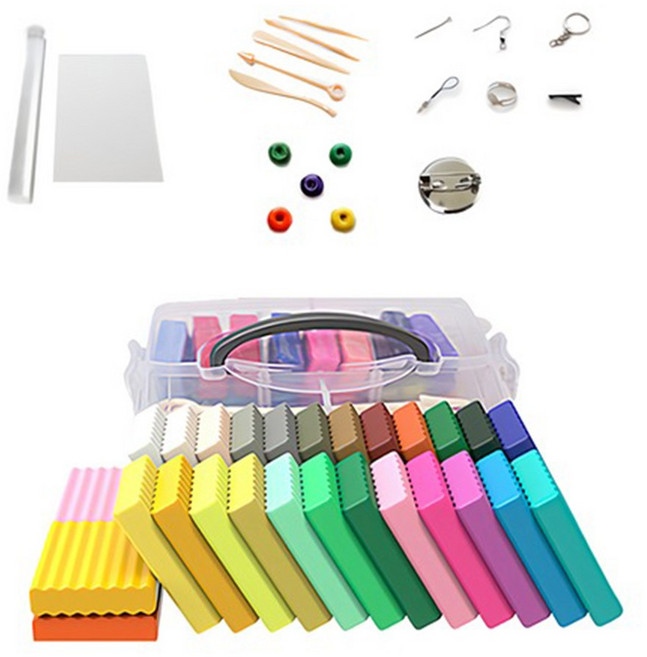 토니 폴리머 클레이 롤링세트 26색 42색 키트 보관케이스 포함 공예 미니어쳐, 26색+롤링세트, 1세트