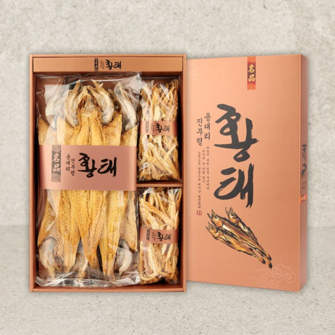 [오초록] 용대리 진부령 황태포 황태채 지함 혼합세트 1-1호 - 황태포 5미(특)+황태채165gx2봉지, 530g, 1박스