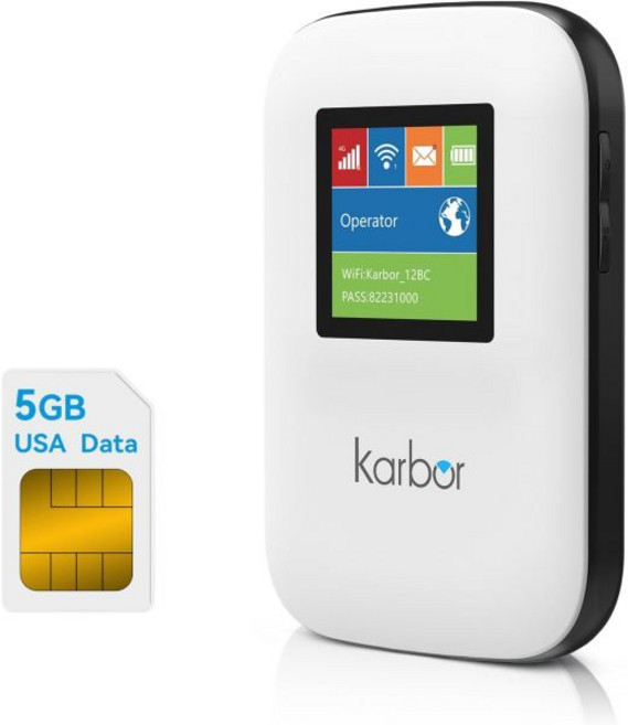 4G LTE 핫스팟 장치 5GB 미국 및 1GB 글로벌 데이터 포함 여러 통신사 액세스 SIM 필요 없음 계약 10개 연결 이동용 휴대용 모바일 WiFi 80개국 이상용 포켓