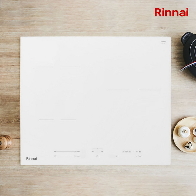 [에너지효율1등급] 린나이 화이트 인덕션 3구 유로케라글라스 초고화력 간편조리모드기능 타공560X480, 빌트인, 직접설치