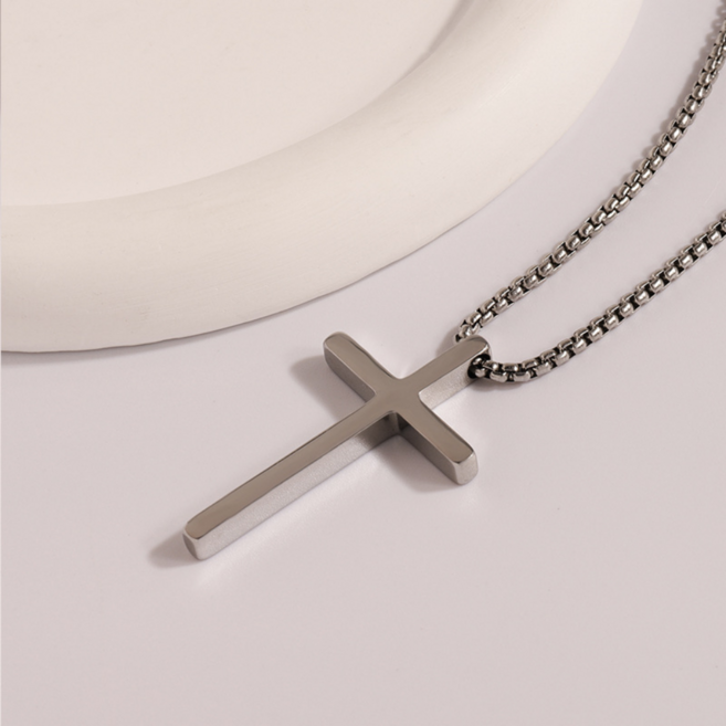 서플라이랩 써지컬스틸 심플 십자가 목걸이