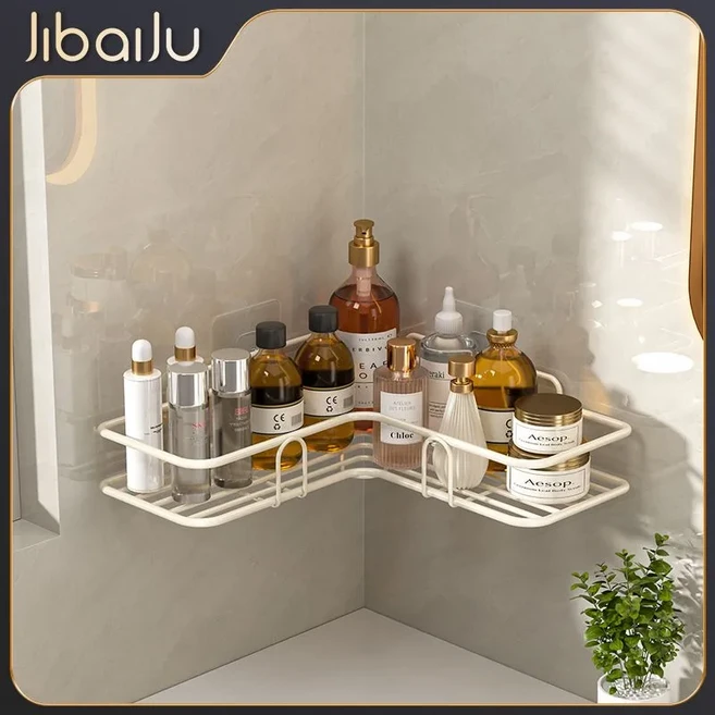 욕실 코너 수납선반 무타공 벽걸이 화이트 정리대, 2단 크림 화이트*23cm, 1개