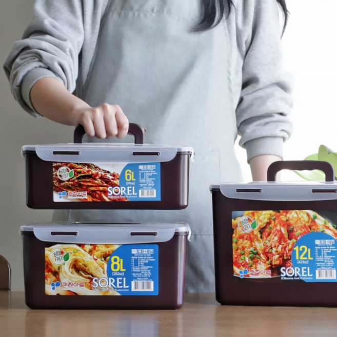 스텐 대용량 완전밀폐 밀폐 김치통 12L, 1개