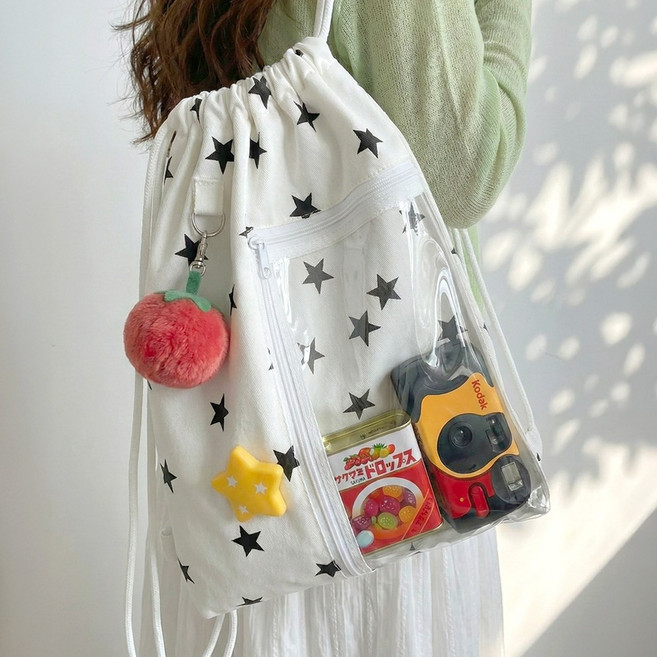 아모란나 이타백 덕질가방 콘서트가방 포토카드 키링 굿즈 가방 꾸미기 스트링 덕질 별패턴 복조리백 백팩