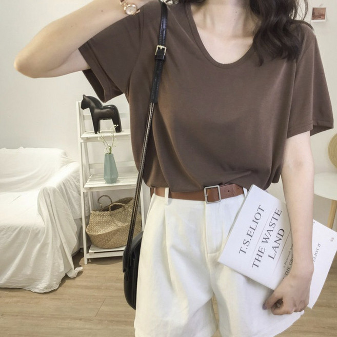 얇은반팔티 여성 루즈핏 티셔츠 여리핏 데일리 이너용 편한코디 기본티