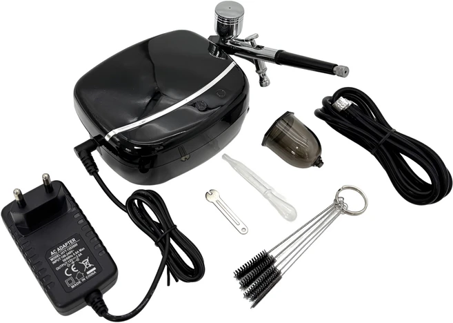 TMST 40PSI 콤프레샤 에어브러쉬 세트 모델링도색 아트용 더블액션 0.3mm 프라모델 도색, 블랙, 1개 - 쿠팡