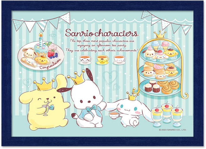 직소퍼즐 산리오 피에스타 150피스 + 액자 슬림우드 (액자포함), 혼합, 1개