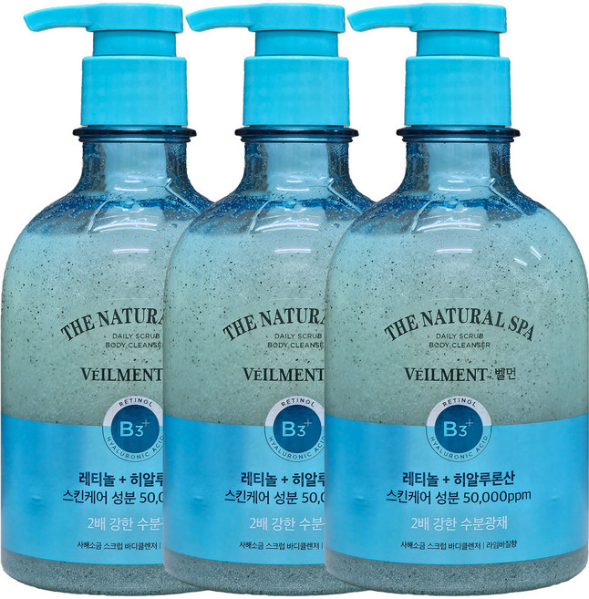 온더바디 벨먼 사해소금 스크럽 바디클렌저 라임바질향 400ml, 3개