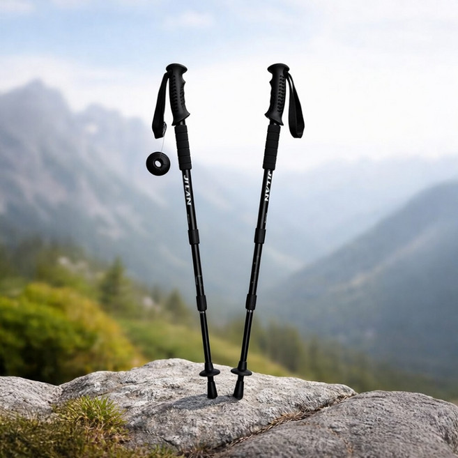 살림살림 고강도 알루미늄 3단조절 등산스틱, 4개