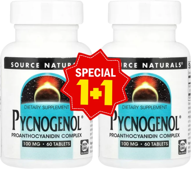 1+1 소스내추럴스 피크노제놀 100mg 60정 프랑스 해송 소나무 껍질 추출물 / 해외직구 미국정품, 2개 - 쿠팡