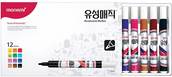 모나미 유성 매직 12색 세트, 혼합색상, 1개