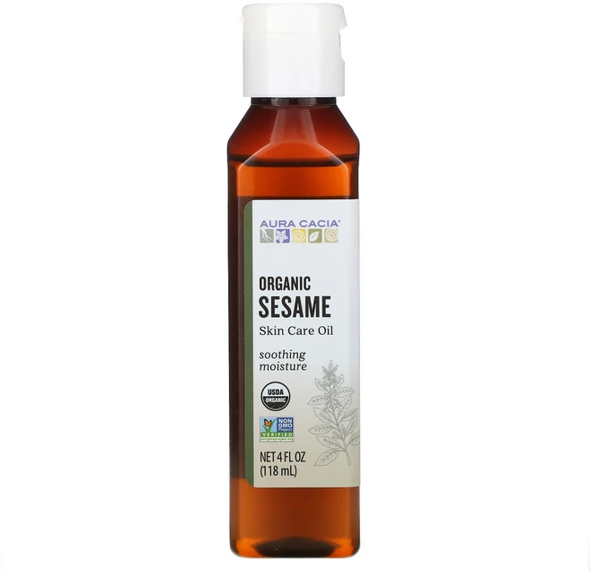 Aura Cacia 유기농 스킨 케어 오일 참깨 4 액량 온스 (118 ml) 2팩, 1개, 118ml - 쿠팡