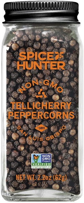더 스파이스 헌터 통후추 블랙 텔리체리 통 62g 병 The Spice Hunter Peppercorns Black Tellicherry Whole 2.2-Ounce, 1개