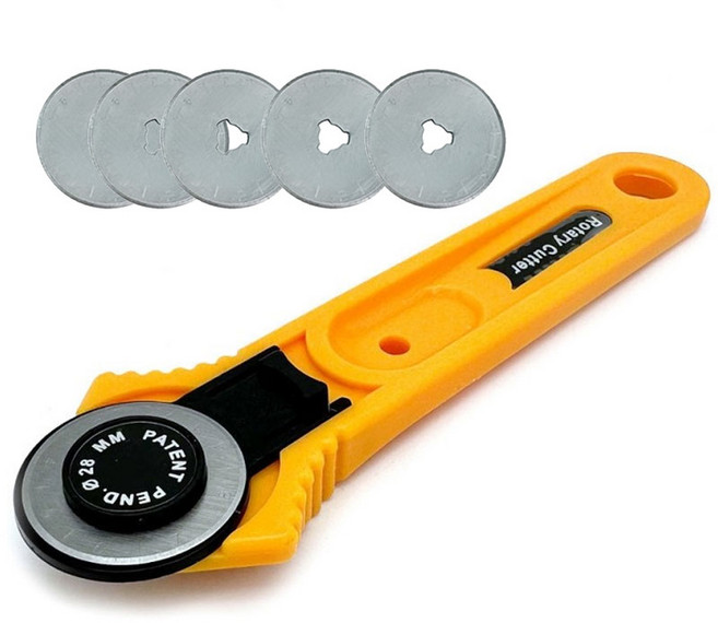 로터리 원형칼 원단 재단 커터 28mm (본품 + 추가날5개 )세트, 1개