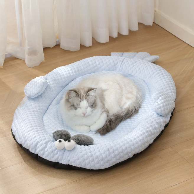 강력 쿨링 반려동물 냉방매트 고양이 대형견 냉매트 뜨거운 바닥 완벽 차단!, 1개, 블루