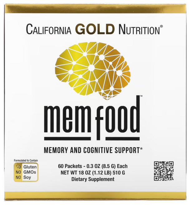 캘리포니아 골드 뉴트리션 MEM 푸드 메모리 앤 코그니티브 서포트 60팩 팩당 8.5g, 1개