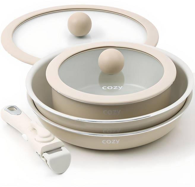 코지 IH 인덕션 냄비 후라이팬세트 6종, 아이보리