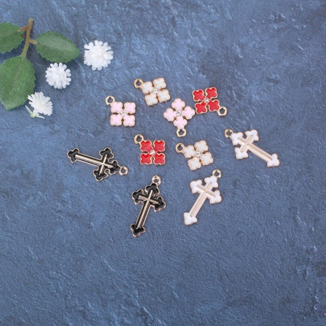 짱패브릭 메탈 노블레스십자가 팬던트 목걸이메달 키링장식 키링메달 참장식, 십자가화이트, 1개