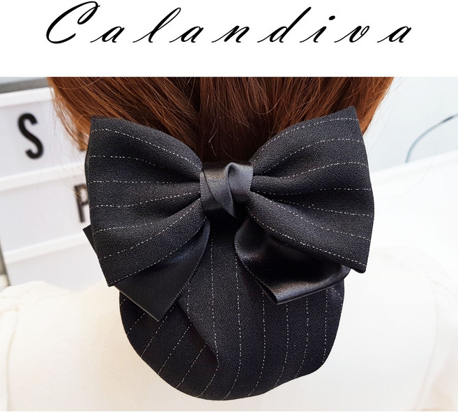 [Calandiva] 고급스런 스트라이프 승무원머리 망 헤어핀 망핀