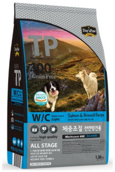 데이스포 강아지 테라픽 기능성 사료, 다이어트(체중감소), 1.36kg, 1세트