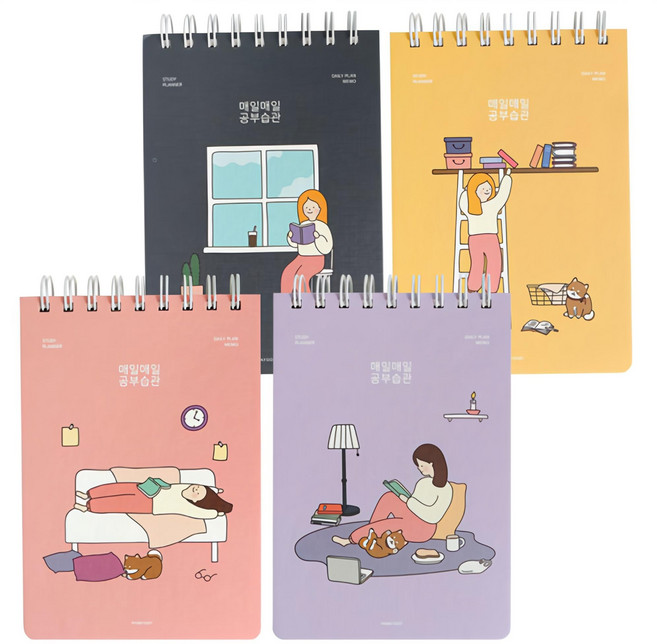 핑크풋 3000 공부습관 스터디 플래너 4종 세트, 1세트, 핑크 + 네이비 + 옐로우 + 퍼플