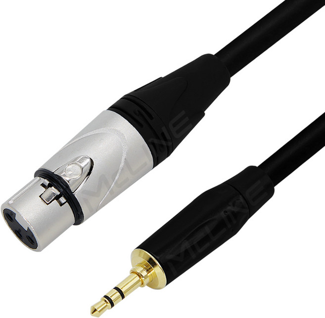 맥라인 XLR/F 캐논 to 스테레오 3.5mm 1/8" 구즈넥 다이나믹 마이크 PC 연결선 오디오 케이블 음향 잭 McLine MC-HA27, 10m, 1개
