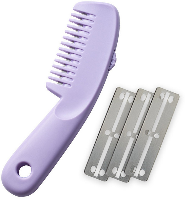 아디프로 셀프 앞머리 다듬기 3스텝 헤어 컷팅 빗 (교체용 칼날 포함), 1개, 보라
