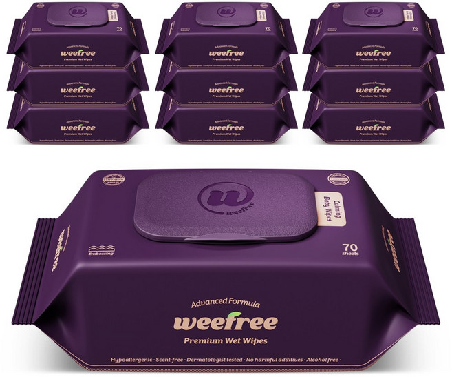 위프리 카밍 퍼플 엠보싱 아기물티슈, 10개, 70매, 75g