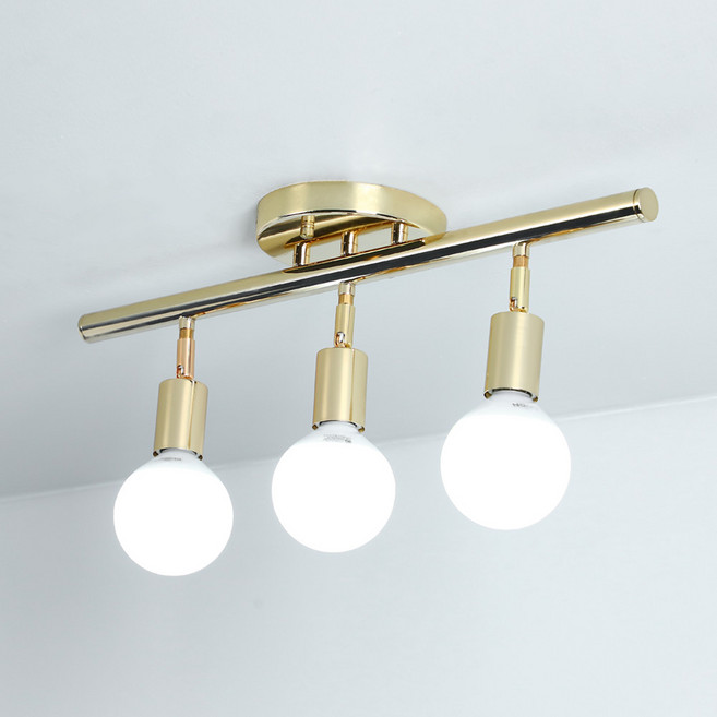 데코 3등 천장등 주방등, 3등 골드 주광색 (LED램프포함)