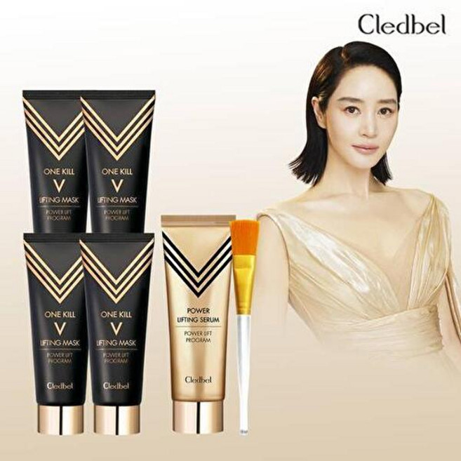 끌레드벨 골드 리프팅팩4개+대용량세럼1+브러쉬1, 1개, 1개입