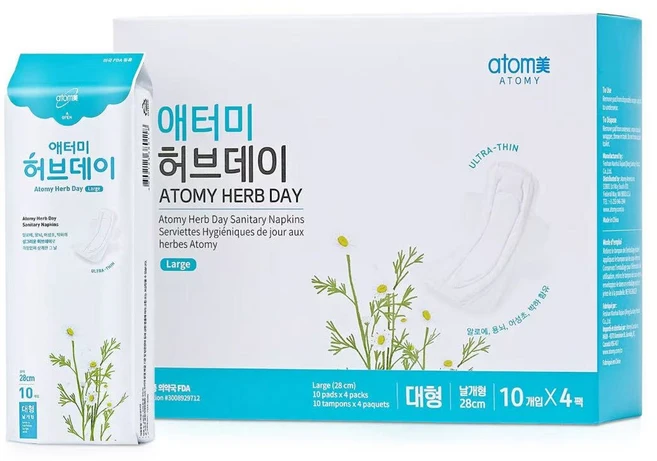 애터미 허브데이 날개형 생리대 중형, 1개, 60개입, 소형 - 쿠팡