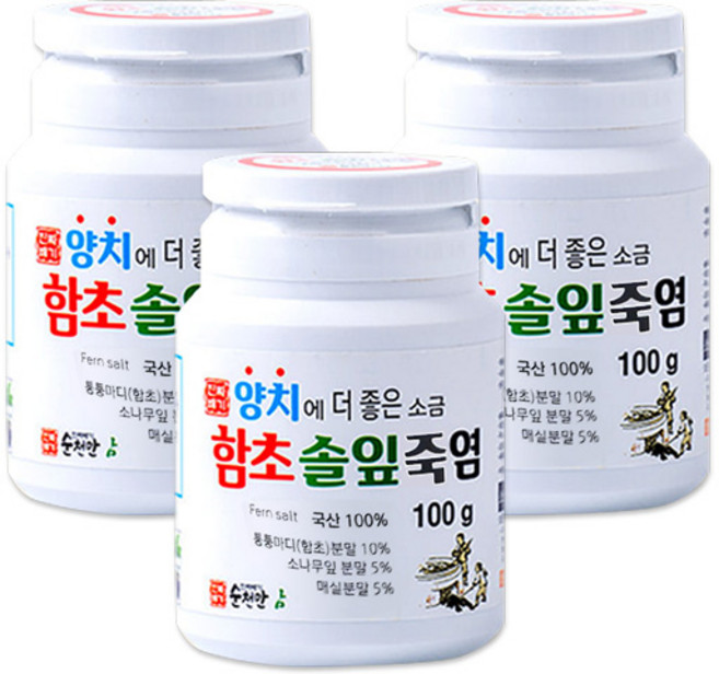 진짜배기 함초솔잎죽염 양치소금 (식품으로 치약으로 다방면 소금), 100g, 3개