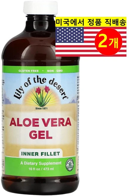 Lily of the Desert 알로에 베라 추출 리퀴드 58ml Aloe Vera Gel, 473ml, 2개 - 쿠팡