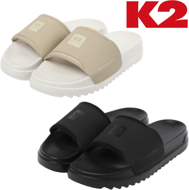 [매장정품] K2 남여공용 슬리퍼 편안한 쿠션감 기본 슬라이드 실내 실외 착용 사계절 일상 데일리 외출 출근 회사 학교 워터파크 수영장 계곡 바다 물놀이 바캉스 캠핑 여행