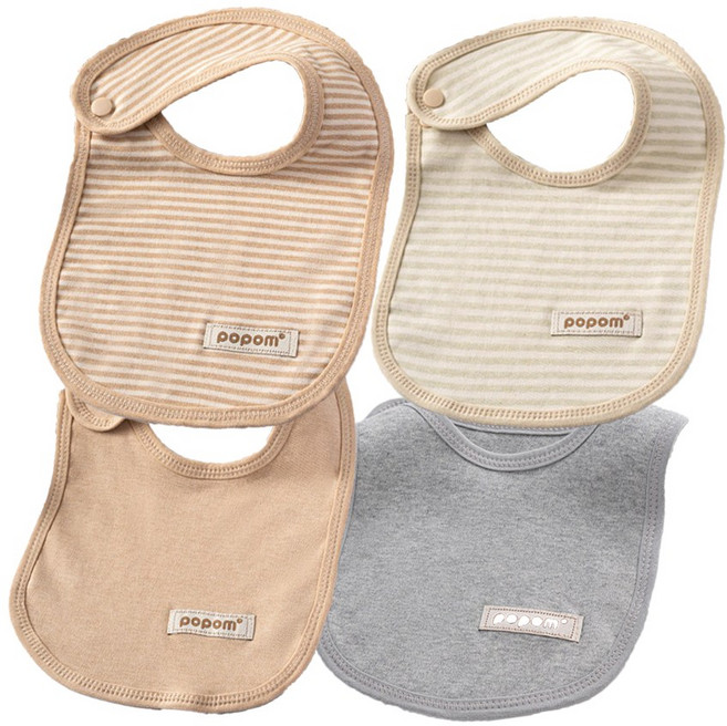 감성팩토리 무형광 면 사각 오가닉 아기턱받이 4종 1세트