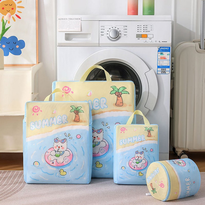 세탁망 4종 세트 여행용 파우치 겸용 허니콤 메쉬 의류 보호 수납백, 혼합색상, 1세트