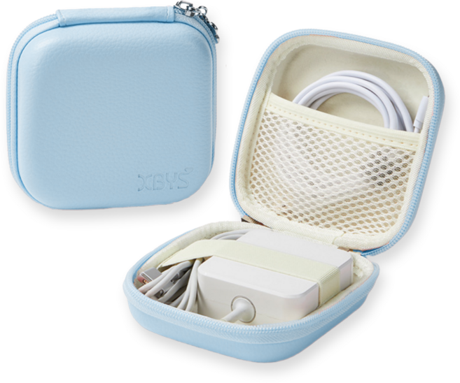 더심플러 USB 케이블 충전기 선정리 한번에! 미니 컬러 선 정리함 / 핸드폰 휴대폰 충전기선 선정리 케이스 / 해외여행 필수품 준비물 / 작은 소형 디지털 보관 파우치, 스카이블루, 1개
