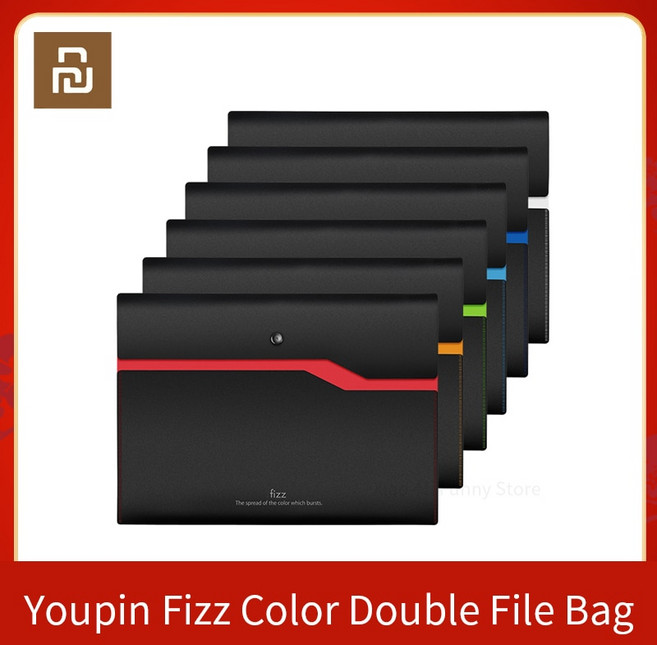 샤오미-Youpin Fizz 파일링 제품 A4 파일 홀더 정리 2 겹 대용량 문서 가방 비즈니스 서류 가방 사무실 공, 1pc ramdom color, 1개