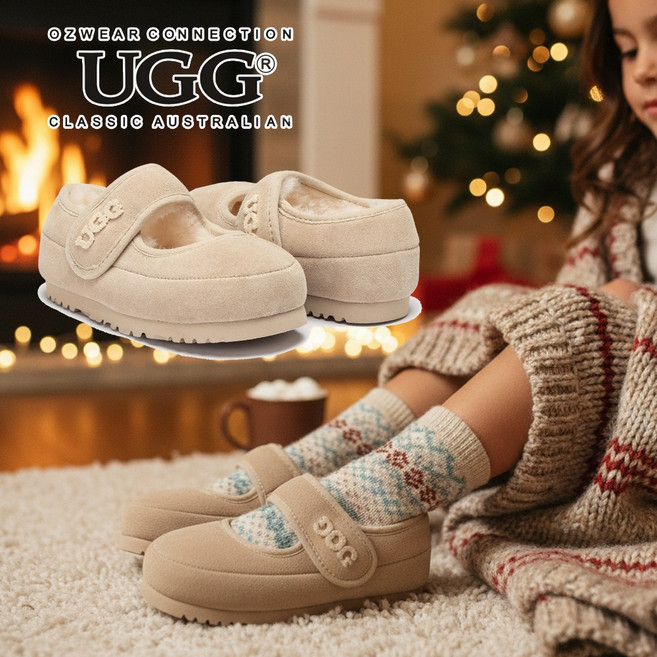 오즈웨어 어그키즈 메리제인 발렛슈즈 단화 호주양털 어그슬리퍼