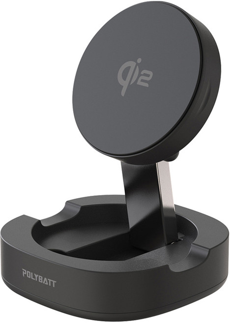 POLYBATT Qi2 15W磁吸無線充電座, 1個, 黑色